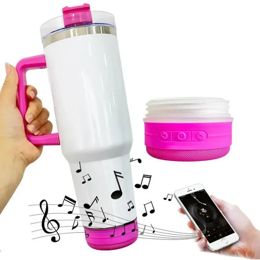 Massive 118 cl/ 40 oz Stainless Steel Cup With Bluetooth Stereo Sound Speakers Vacuum Insulated